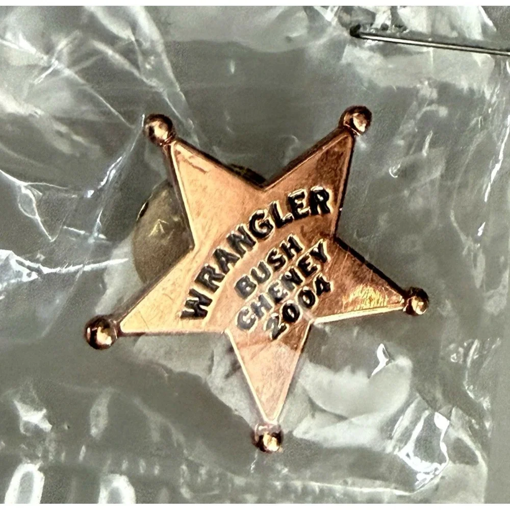 George W. Bush 2004 Cheney Badge Political Button Campaign Wrangler Star Pin NIP